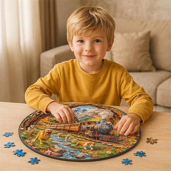 casse tete bois enfant expression joie