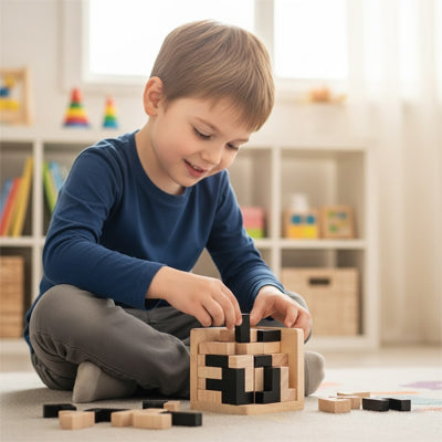 casse tete cube en bois garcon construit solo