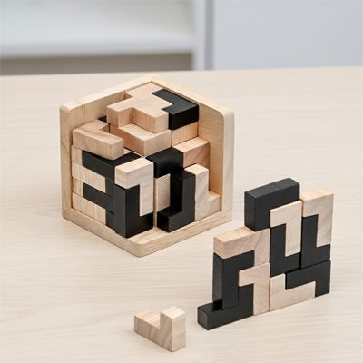 casse tete cube en bois modele structure assemblee