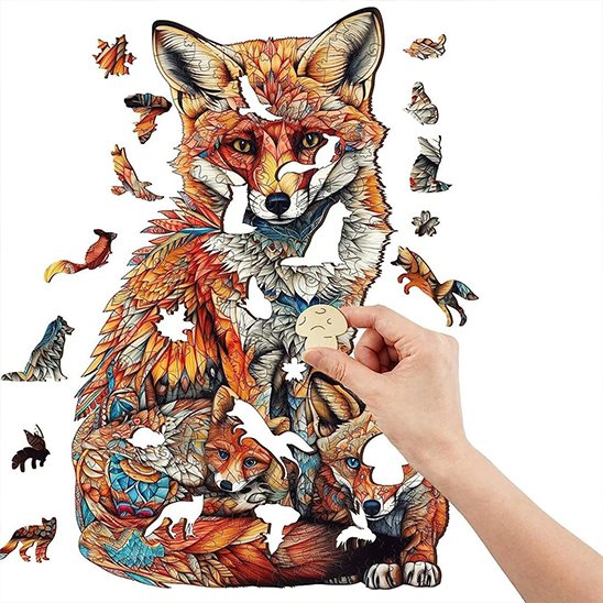 casse tete en bois renard majestueux