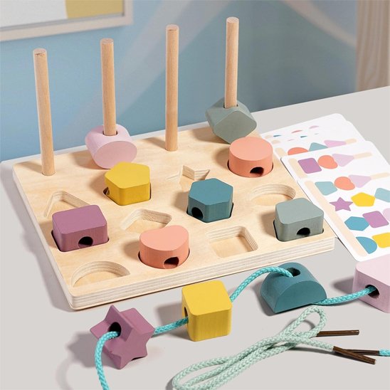 puzzle enfant planche encastrement formes cordons